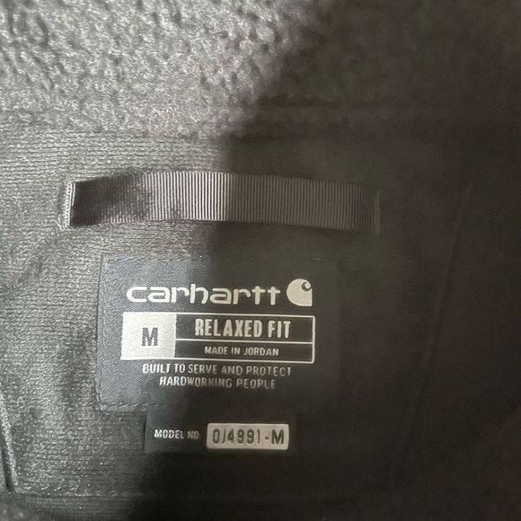 Carharrt Women's Pullover M Relaxed Fit Black Tan Fleece 1/4 Button Pocket Warm - Picture 9 of 14